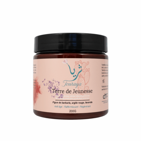 Terre de Jeunesse – Masque Anti-Âge Visage & Corps à l’Argile Rouge, Lavande & Figue de Barbarie | قناع ضد التجاعيد للوجه والجسم بالطين الأحمر والخزامى والتين الشوكي